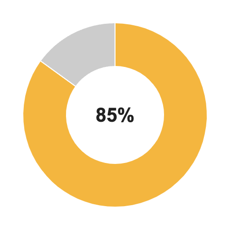 Pie chart showing 85%